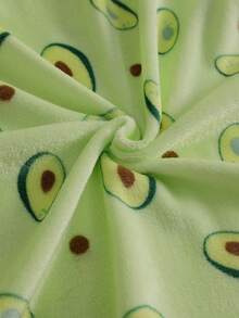 مجموعة بنطال وبلوزة طويلة بطباعة أفوكادو للمراهقات، طقم ملابس منزلية بسيطة قطعتين - أخضر - مشاهدة 7