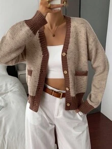 DAZY Vintage Casual Cardigan Sweater For Women, High-Quality, Autumn/Winter