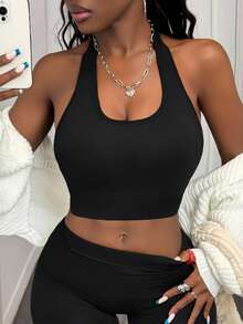 Slaydiva Crisscross Backless Sports Bra - Black - View 7