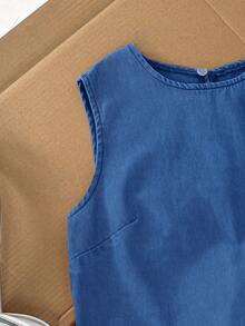 Comfortcana Women's Casual Sleeveless Denim Dress - Medium Wash - View 4