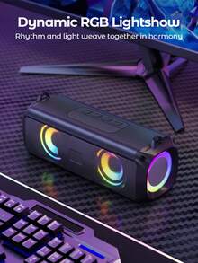 Teckwe Enceinte sans fil portable, enceinte de basses avec haut-parleur musical et lampe, enceintes stéréo de basses extérieures avec lumières RVB, autonomie toute la journée, design sac à dos, enceinte professionnelle multifonctionnelle pour le camping, les voyages et les fêtes