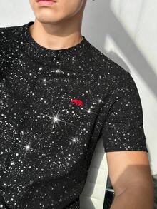 Manfinity VCAY Men's All-Over Print Casual Versatile Round Neck Short Sleeve T-Shirt, Summer - Grey - View 4
