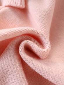 SHEIN Body de punto con ribete de encaje para bebé niña, body de manga larga, decoración de lazo adorable, versátil para uso diario, adecuado para otoño/invierno - Rosa - Ver 4