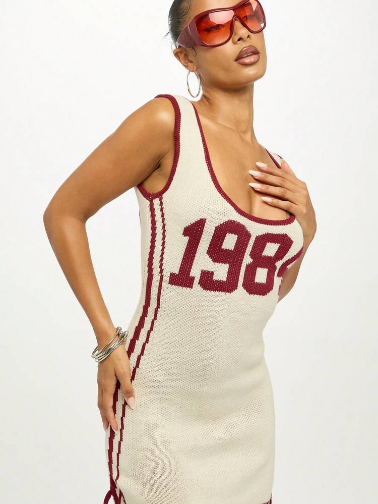 SUMWON WOMEN Varsity Mini Dress With Lace Up Detail