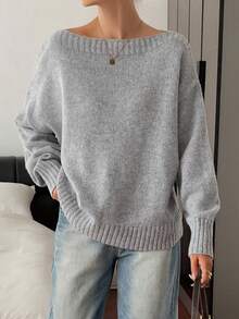 DAZY 新款宽松不对称领口毛衣韩版秋季