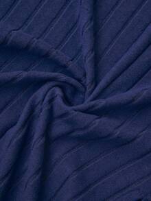 Louniche 罗纹针织开叉下摆 T 恤和裤子，女士春/秋休闲罗纹针织，开叉长袖修身皇家蓝常规袖 T 恤裤女式两件套服装，休闲日常穿着 - 寶藍色 - 查看 6