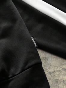 AXEPEAK Sudadera de cuello redondo informal con parches y contraste de colores para hombres de talla grande, para otoño e invierno