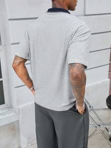 Manfinity Lässiges, vielseitiges, einfaches Herren Poloshirt mit kurzen Ärmeln und weiter Passform - Grau - Übersicht 2