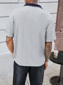 Manfinity Lässiges, vielseitiges, einfaches Herren Poloshirt mit kurzen Ärmeln und weiter Passform - Grau - Übersicht 6