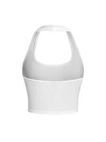 Y2Kool Morgan Mondays Co Artist Retro Street Women Casual Tight-Fitting Halter Top Suitable For Summer, Holiday, Vacation, Beach, Going Out, Festival, Ibiza Fits, Western Wear Autumn Matching Idea Party Top