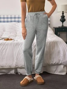 Louniche Damska bluza z kapturem z pluszu, ściągaczem w pasie i spodniami ze ściągaczami, kontrastowy kolor - Wielokolorowe - Zobacz 3