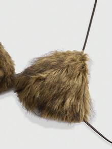 ROMWE Grunge Punk Große Größen Damen Y2K Sexy Kunstfell Crop Top, Herbst/Winter