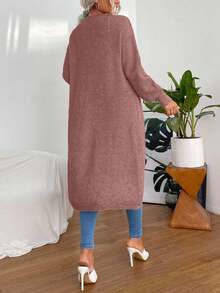 EURMUSE Plain Long Sleeve Cardigan, Casual Everyday Wear Burgundy Cardiganlong Cardigans Ladieslong Sweater Cardigan,Petite,Tall - Dusty Pink - View 2