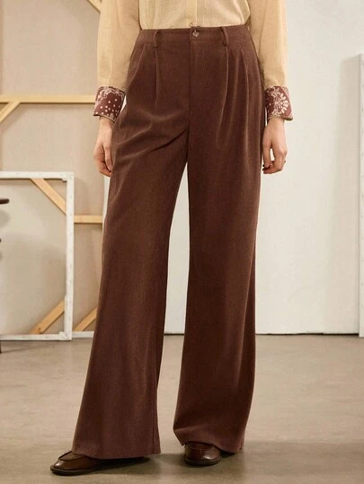 Florisole 女士休闲优雅通勤灯芯绒裤