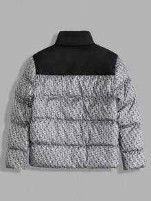 EURMUSE Men Allover Printed High Quality FW Fashion Pocket Regular Winter Ccoat - Black - View 2