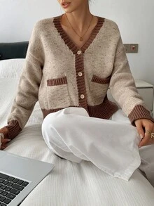 DAZY Vintage Casual Cardigan Sweater For Women, High-Quality, Autumn/Winter