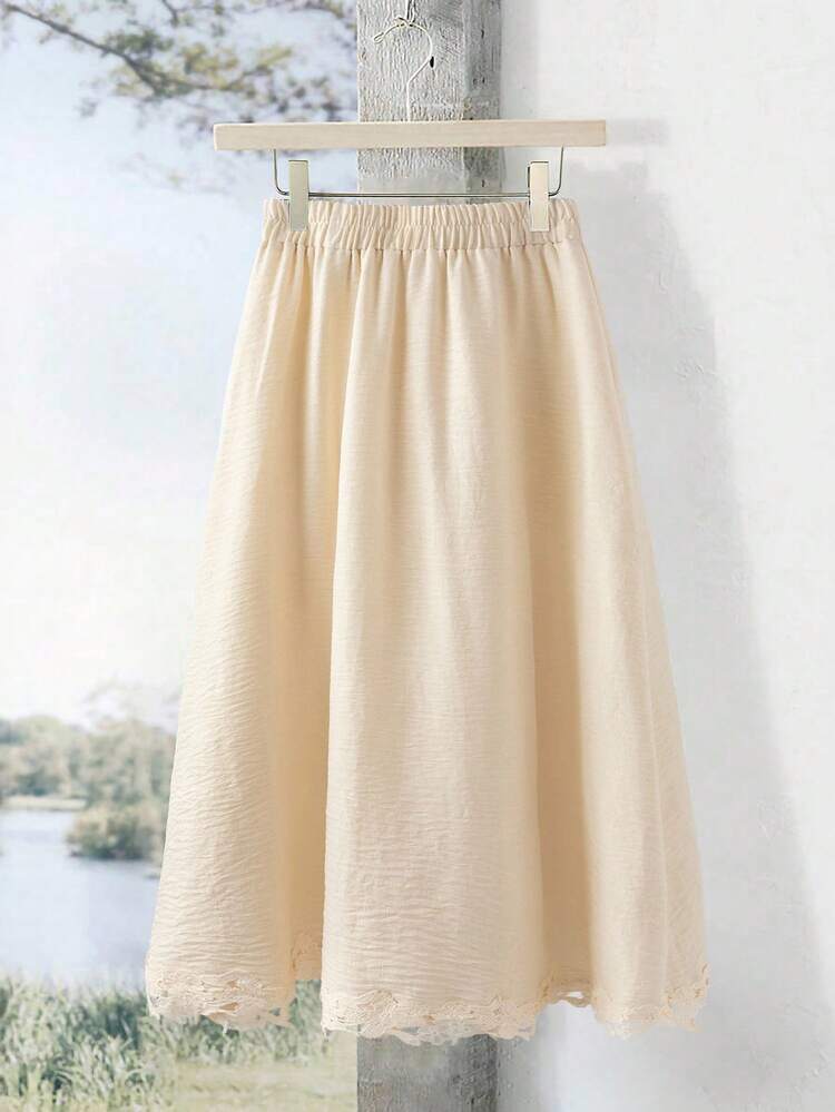 Women's Solid Color Elastic Waist Casual Linen Skirt White Long Skirt White Sundress For Women Sun Dress Long White Sun Dress For Women Gauze Women White Party Winter For Women Thanksgiving For Women