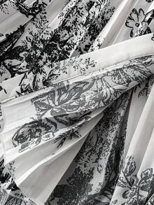 SHEIN Unity Plus Size Printed Batwing Sleeve Ruched Hem Dress - Black and White - View 7