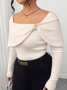 Elenzga Plus Size Women Elegant Design Knit Pullover Sweater Fall Winter Cloth For Women Autumn - Apricot - View 6