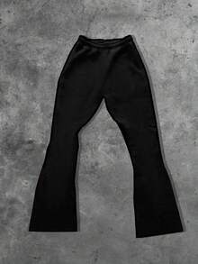 ROMWE MEN Street Life Unisex Flare Leg Sweatpants With Street Style American English Rhinestone Print, Straight Leg Design - Black - View 2