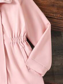 SHEIN 1 件女童保暖内衬休闲夹克，适合秋冬季外出和日常穿着 - 粉色 - 查看 4