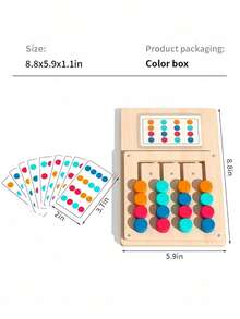 12 Double Sided Cards 124 Question Types Wooden Color Matching Puzzle Set Montessori Toy Brain Teaser Psychological Challenge Game Learning Tool Suitable For Teens 13 Years Up Family Game Night STEM Activity
