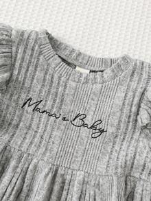 Cozy Pixies 2 pezzi Set di top a maniche lunghe con collo rotondo e volant e pantaloni in vita elastica per bambina, tinta unita