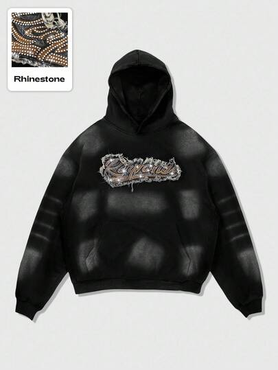 Street Life Felpa con cappuccio da uomo con design americano da strada, applicazione ricamata, autunno inverno