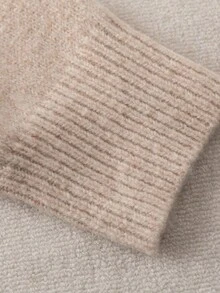 SHEIN Franclia Frauen Lässig Pailletten Patchwork Langarm Pullover Pullover, Herbst, Drop-Shoulder - Aprikosenfarben - Übersicht 7