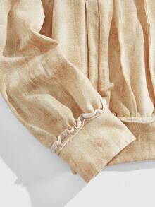 ROMWE MEN Grunge Punk Men's Autumn Drop Shoulder Zip Front Drawstring Zip Up Hoodie Sweatshirt - Bronze - View 9