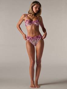 SHEIN BAE 2pcs/Set Romantic Embroidered Sheer Lace Sexy Bra And Panty Lingerie Set - Pink - View 7