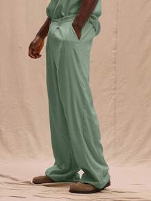 Musero 男士直筒宽松时尚轻便裤套装仅适合春夏休闲舒适裤装 - 綠色 - 查看 3