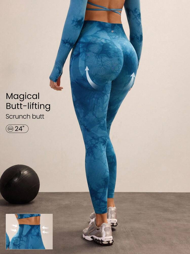 24" Seamless High-Waist Perforated Leggings Medium Impact Gym Workout