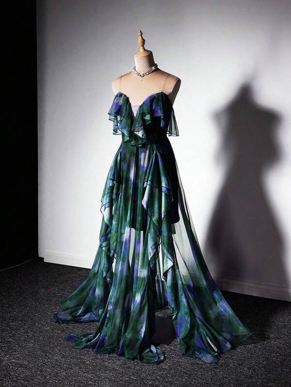 Grovea Plus Size Sleeveless Ruffle Hem Contrast Color Dress