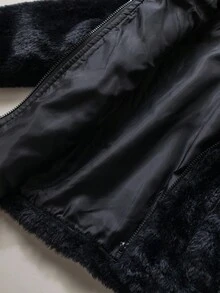 Emery Rose Kids Emery Rose Kids Babygirl Casual Fluffy Black Hooded Jacket, Versatile For Autumn/Winter Fall - Black - View 3