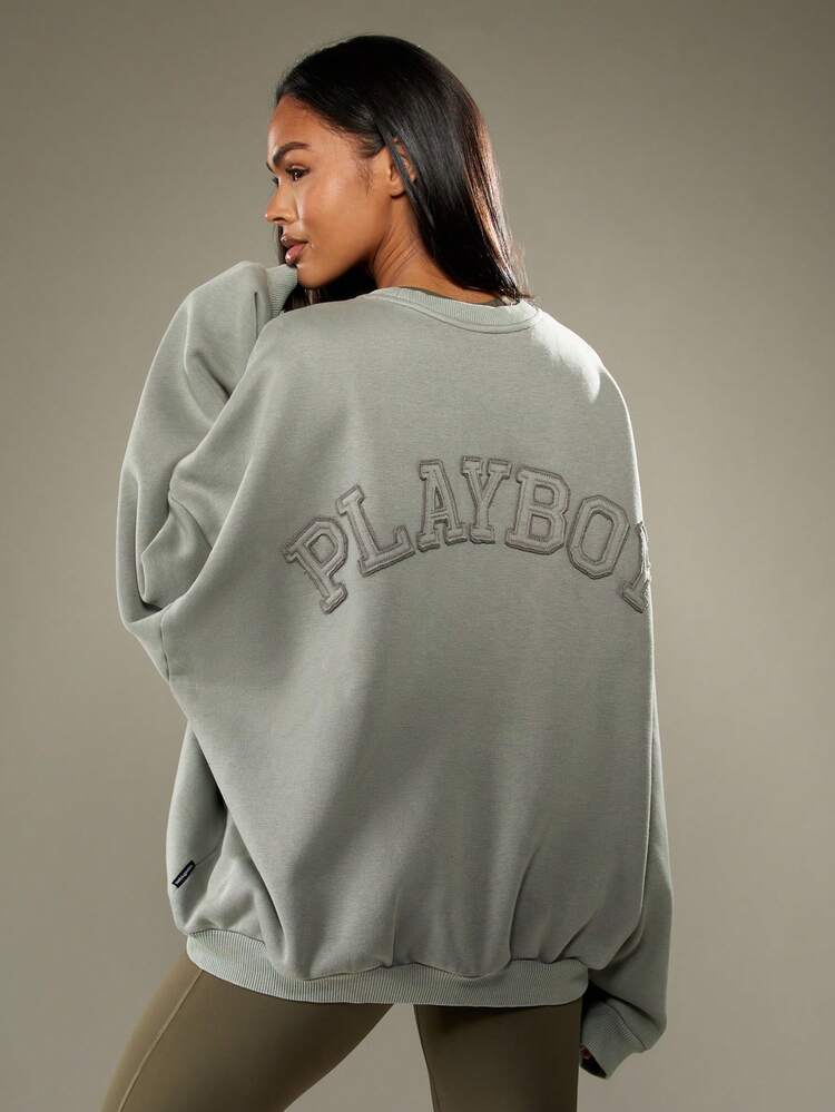 Missguided x Playboy Oversized Washed Graphic Sweatshirt With Numbers