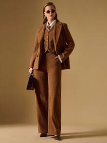 Briarwyn Damen Lässig Pendler Vintage braune Weste, Herbstkleidung für Damen, Herbstoutfits für Damen, Old Money Stil Damen, Damen braunes Outfit, Braunes Cord Outfit, Braunes Outfit Damen