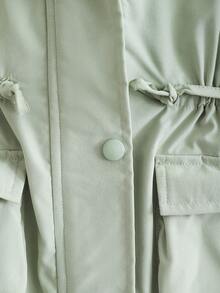 SHEIN 1件女童加厚保暖羽绒服，带帽拉链口袋，休闲外套，适合秋冬季节穿着，时尚百搭，附赠斜挎包 - 綠色 - 查看 6