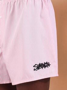 SUMWON 条纹梭织平角短裤 2 条装 透气内裤 夏季春季宽松弹力腰带 耐用内衣 经典剪裁睡衣 - 彩色 - 查看 5