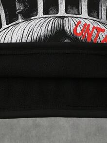 ROMWE MEN Street Life Camiseta de manga larga estampada para hombre, corte holgado y acortado - Negro - Ver 7