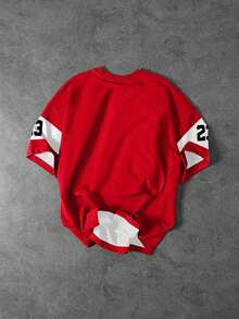 Manfinity EMRG 男士夏季字母印刷圓領休閒短袖T恤 - 彩色 - 查看 2