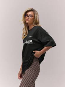 MUSERA Soft Oversized Crew Neck T-Shirt Casual Cute Baggy Vacation Cosy Streetwear  ,Elegant Spring Summer Holiday - Black - View 2