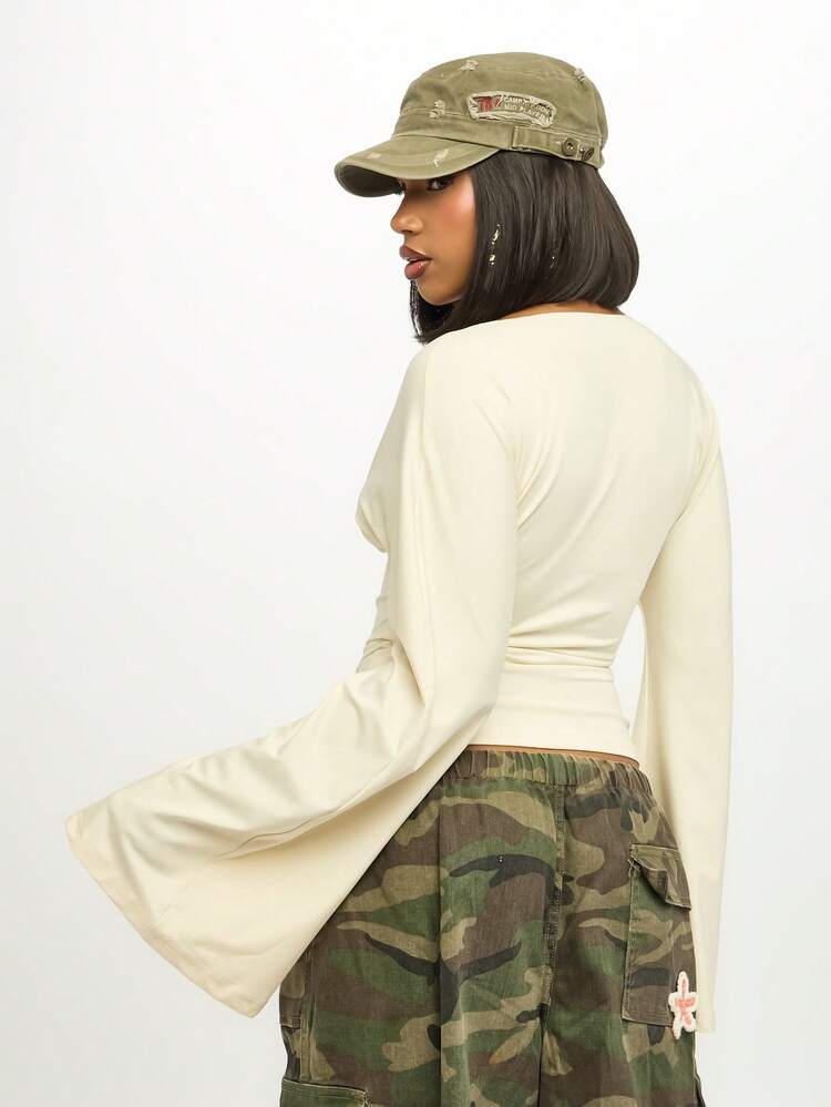 SUMWON WOMEN Long Sleeve Batwing Scoop Neck Top