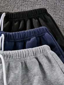 3pcs/Set Teen Boys' Solid Color Hoodie And Sweatpants Set, Fashion Casual Streetwear Outdoor Pocket Drawstring Waist Autumn Blue - Multicolor - View 7