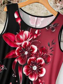 EMERY ROSE Đầm không tay cổ tròn in hoa cỡ lớn cho nữ - Nhiều màu - Xem 3