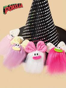 POKOJA LAND 1PC Mini Felt Bow Keychain Funny Cartoon Backpack Charm Ugly Cute Doll Keyring Gift Kawaii Aesthetic Party Favor School Office Accessory Unique Handmade Creative - Multicolor - View 3