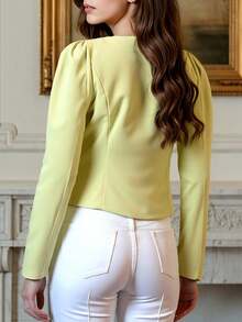 ÉTHER D'OR Fall Halloween Clothes For Women's  Elegant Retro Regular Jacket With Sweetheart Neck And Puff Sleeves For Vacation, Dates, Holidays, Birthday Parties