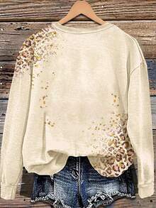 EMERY ROSE Pumpkin Graphic Crew Neck Sweatshirt With Faux Glitter Bow Accent, Halloween Sweatshirt, Halloween Digital Print Sweatshirt - Multicolor - View 2