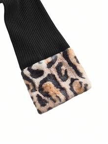 Shutterstock Glamance Chaqueta de punto con cremallera de piel de leopardo sintética para mujer, abrigo de manga larga ajustado para otoño e invierno, adecuado para Halloween, estilo callejero Y2K, regreso a la escuela, fiesta de noche, estampado animal, estampado de guepardo, abrigos de mujer, abrigos cortos, colección de moda - Negro - Ver 5