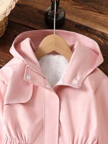 SHEIN 1 件女童保暖内衬休闲夹克，适合秋冬季外出和日常穿着 - 粉色 - 查看 3